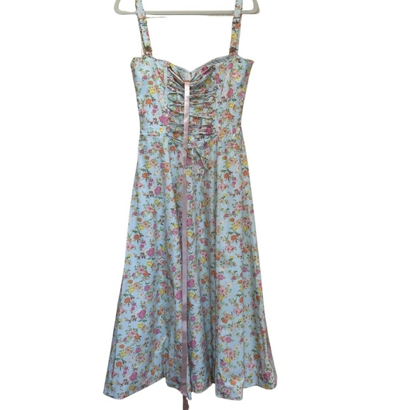 CARMEN Bustier Sundress – Pale Blue Meadow Print – Size L – NWT - Picture 3 of 7